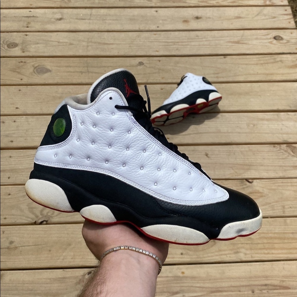 Jordan 13 he got game size 10.5